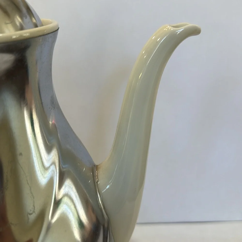 FEINSILBER SILVER CREAM PORCELAIN UNIQUE TEA POT SILVER‎ METAL